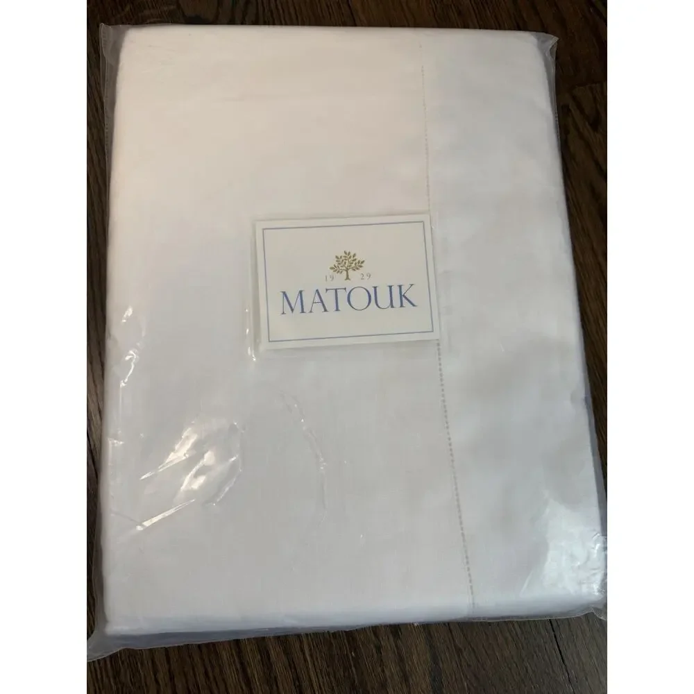 Matouk 100% Linen Roman Flat Sheet White Full/queen NWT $495